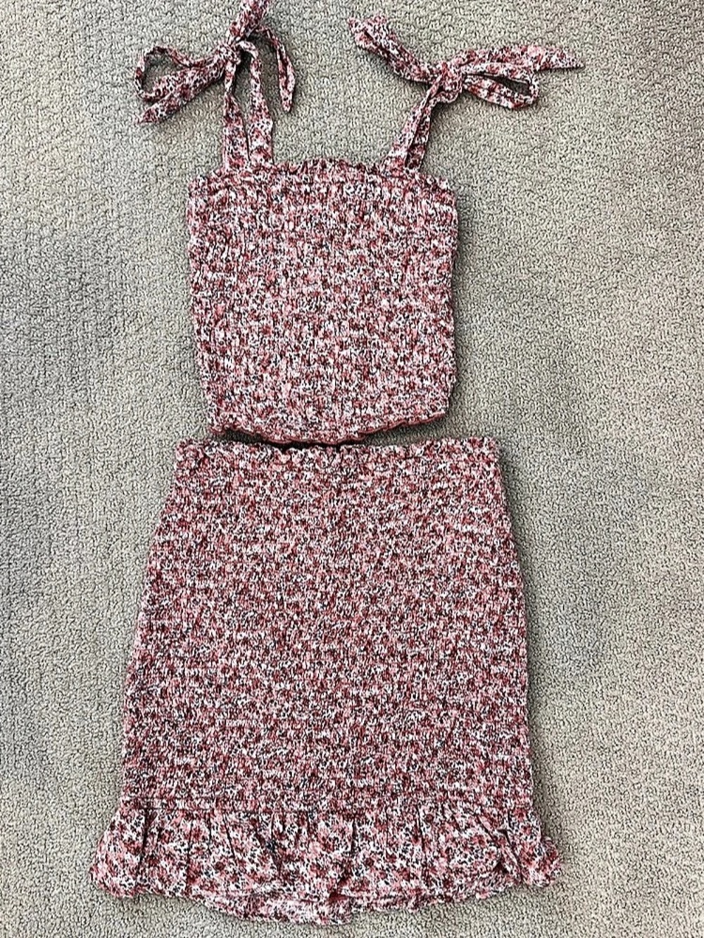 Abercrombie & Fitch Floral Top & Mini Skirt Set Pink